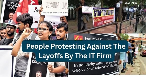 TCS layoffs 2025 protest in Chennai with employees demanding job security