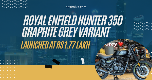 Royal Enfield Hunter 350 Graphite Grey 2025 model with matte finish and neon yellow accents parked on city street