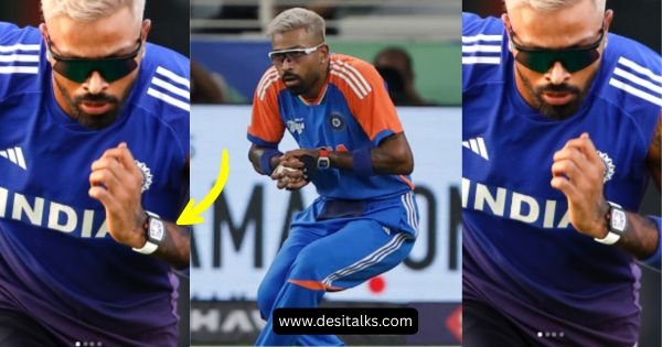 Close-up view of Hardik Pandya’s ₹3.57 crore Richard Mille RM 67-02 luxury watch during Asia Cup 2025.