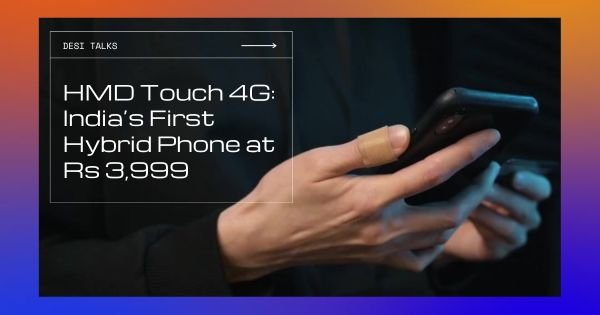 Hands holding HMD Touch 4G showing video call feature with Express Chat app