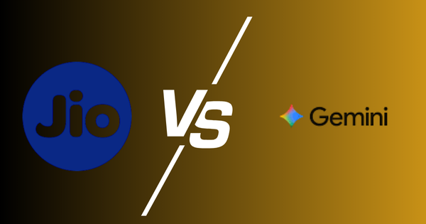 Comparison of Jio’s free Google AI Pro offer and Gemini 2.5 Pro features, showing how Jio users get premium AI access worth ₹35,100 for free.