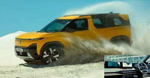 New Tata Sierra SUV front view with connected LED lightbar and bold stance