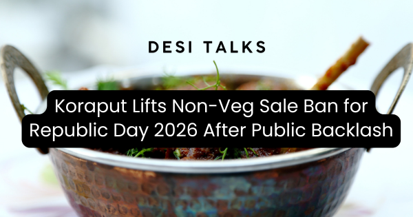 Non-vegetarian food including chicken, fish, and meat displayed at a market in Koraput
