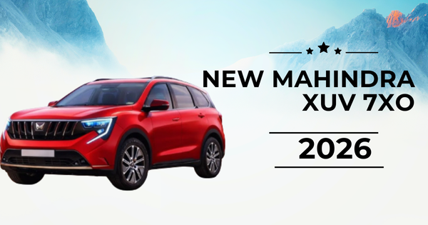 Front view of the new Mahindra XUV 7XO showing sharp LED DRLs and aggressive bumper design