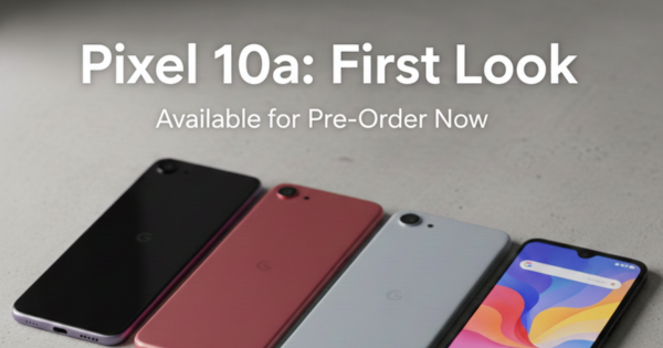 New Pixel 10a showing flat back design, dual camera system, and bright 6.3-inch display.