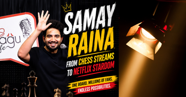 Samay Raina playing chess during a live YouTube stream.